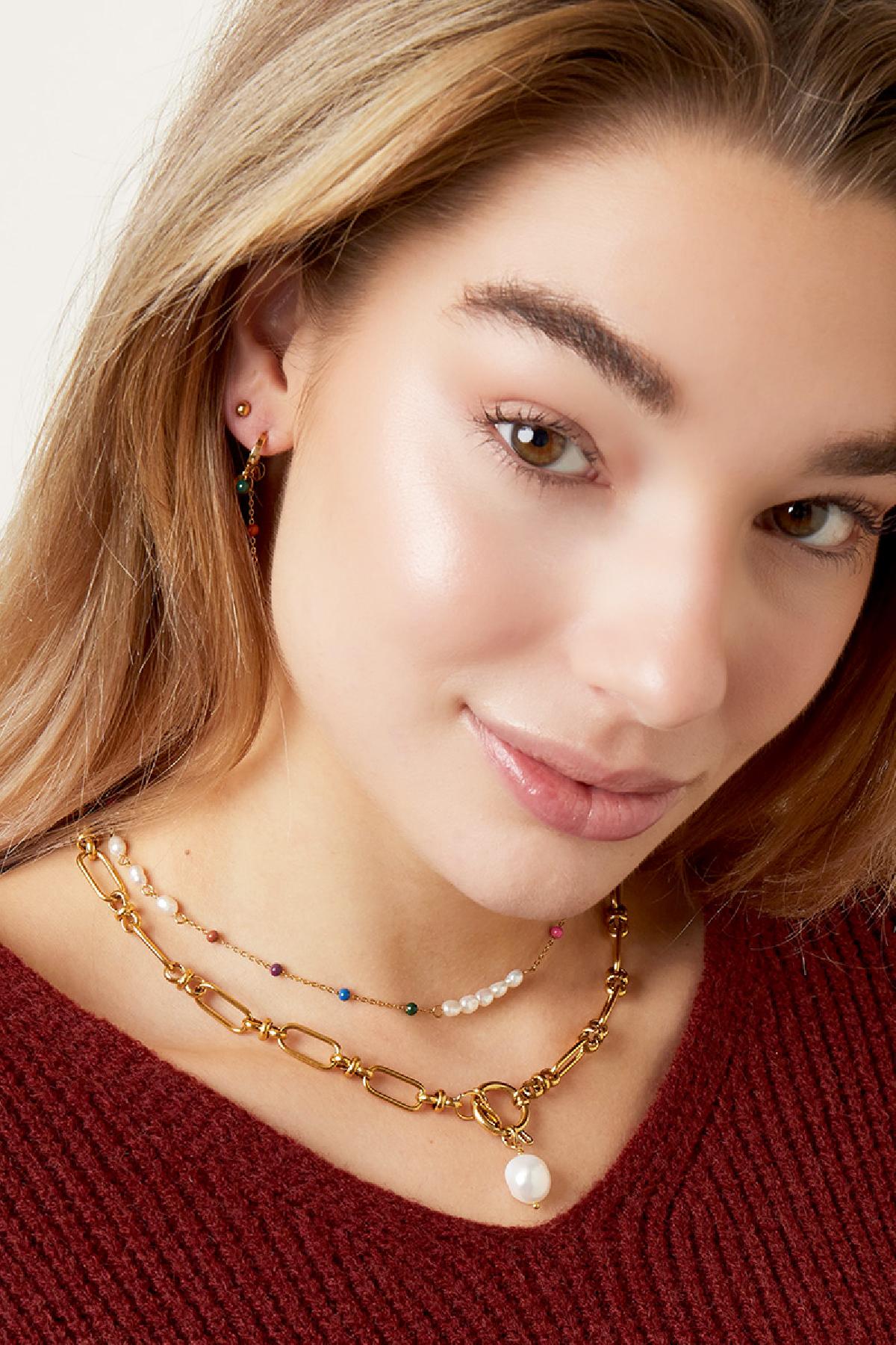 Ketting met kleurrijke kralen en parels Goud