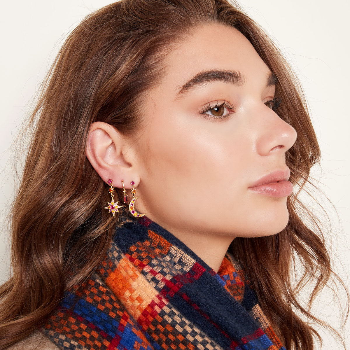 Oorbellen maan en ster - Sparkle collectie Goud Koper