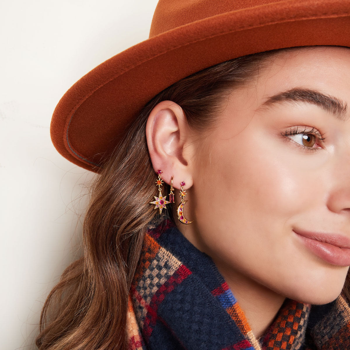 Oorbellen maan en ster - Sparkle collectie Goud Koper