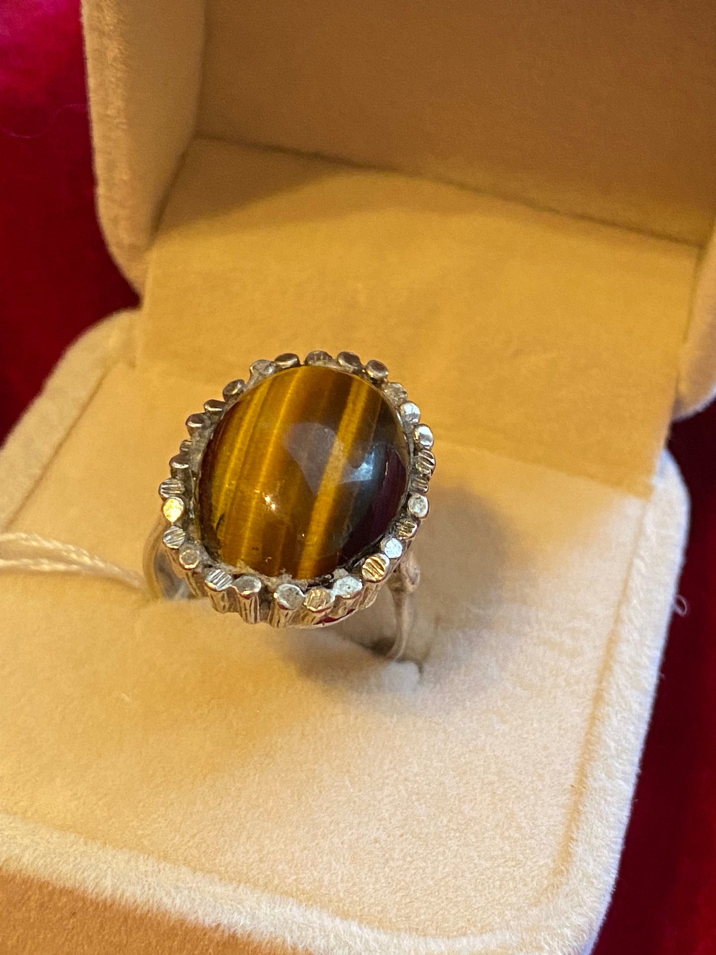 Vintage ring tijgeroog 925