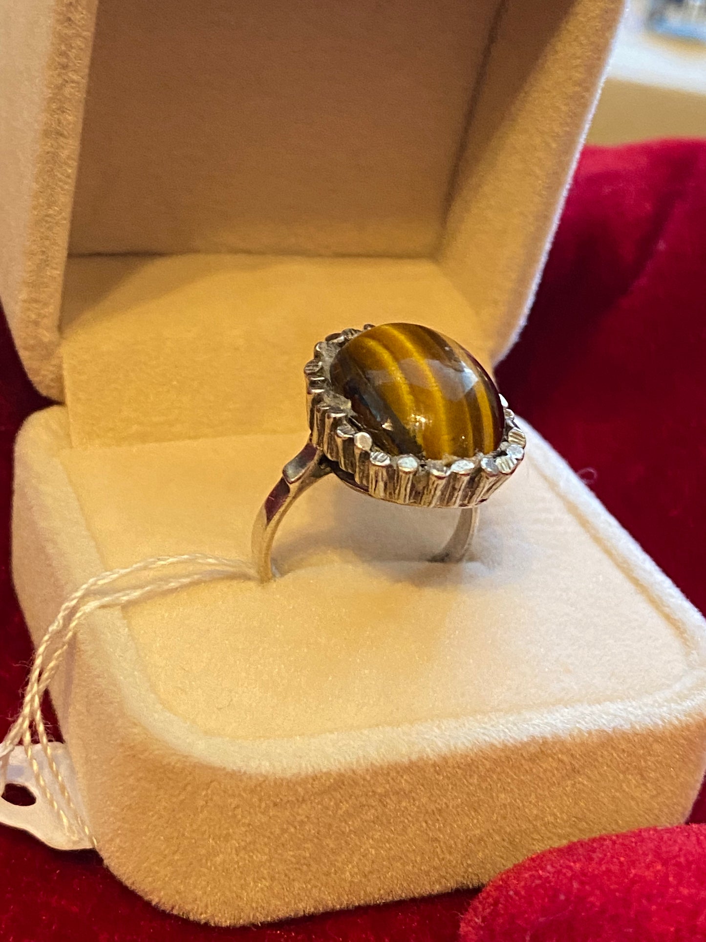 Vintage ring tijgeroog 925