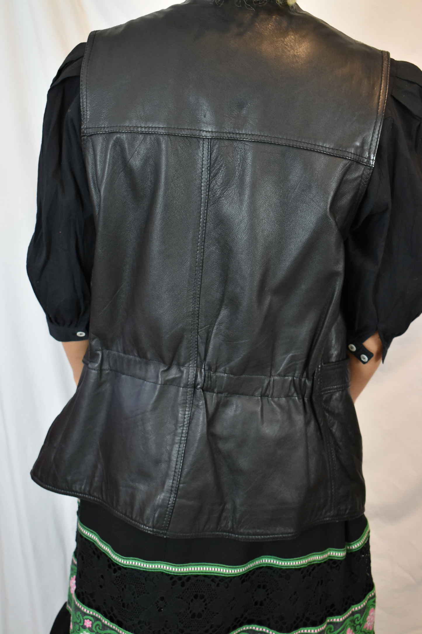 Vintage leren gilet