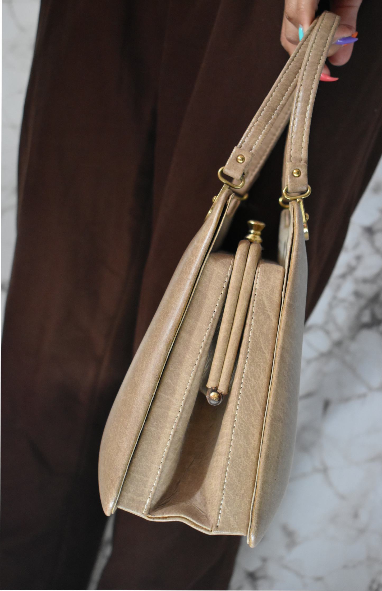 Vintage beige tas