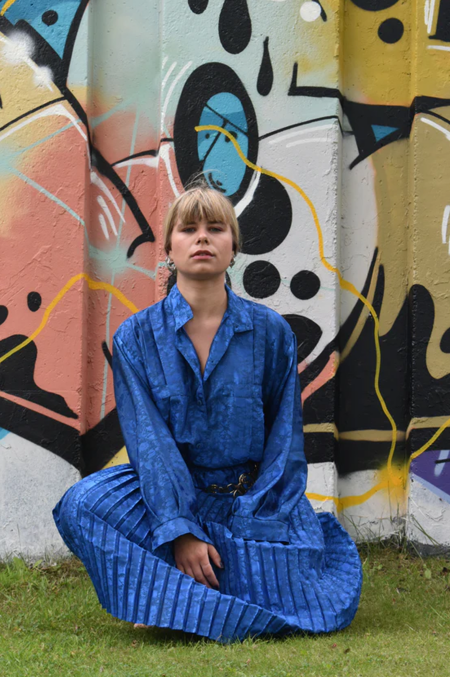 vintage 2 delige set blauw