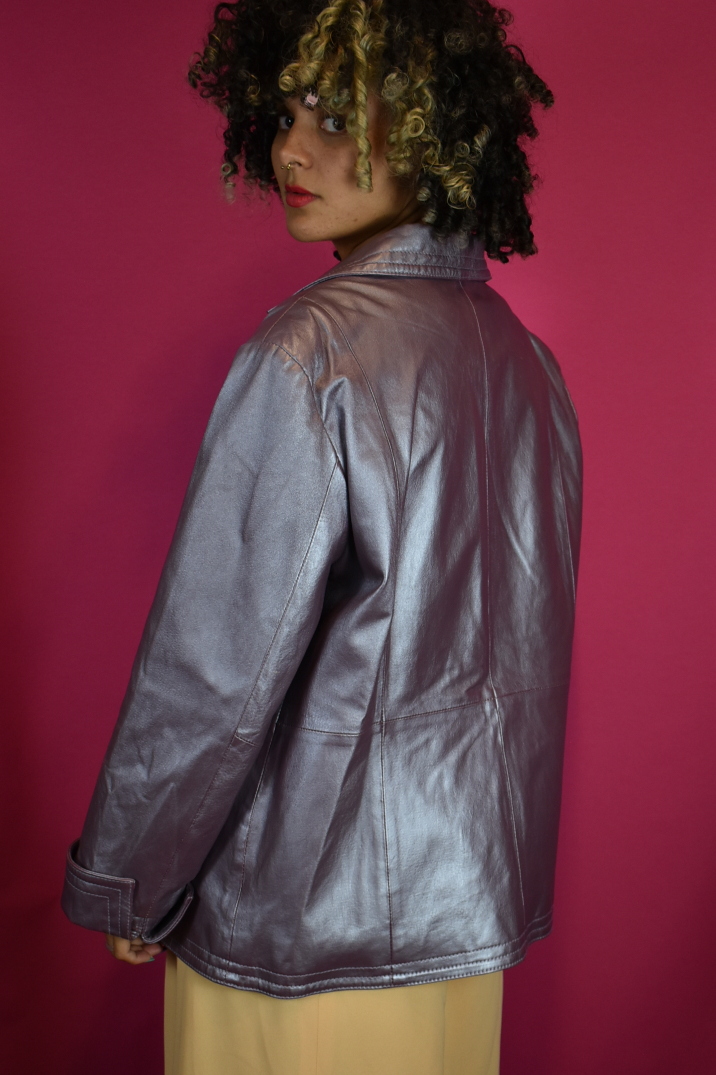 Lila leren jacket Sarah Kem