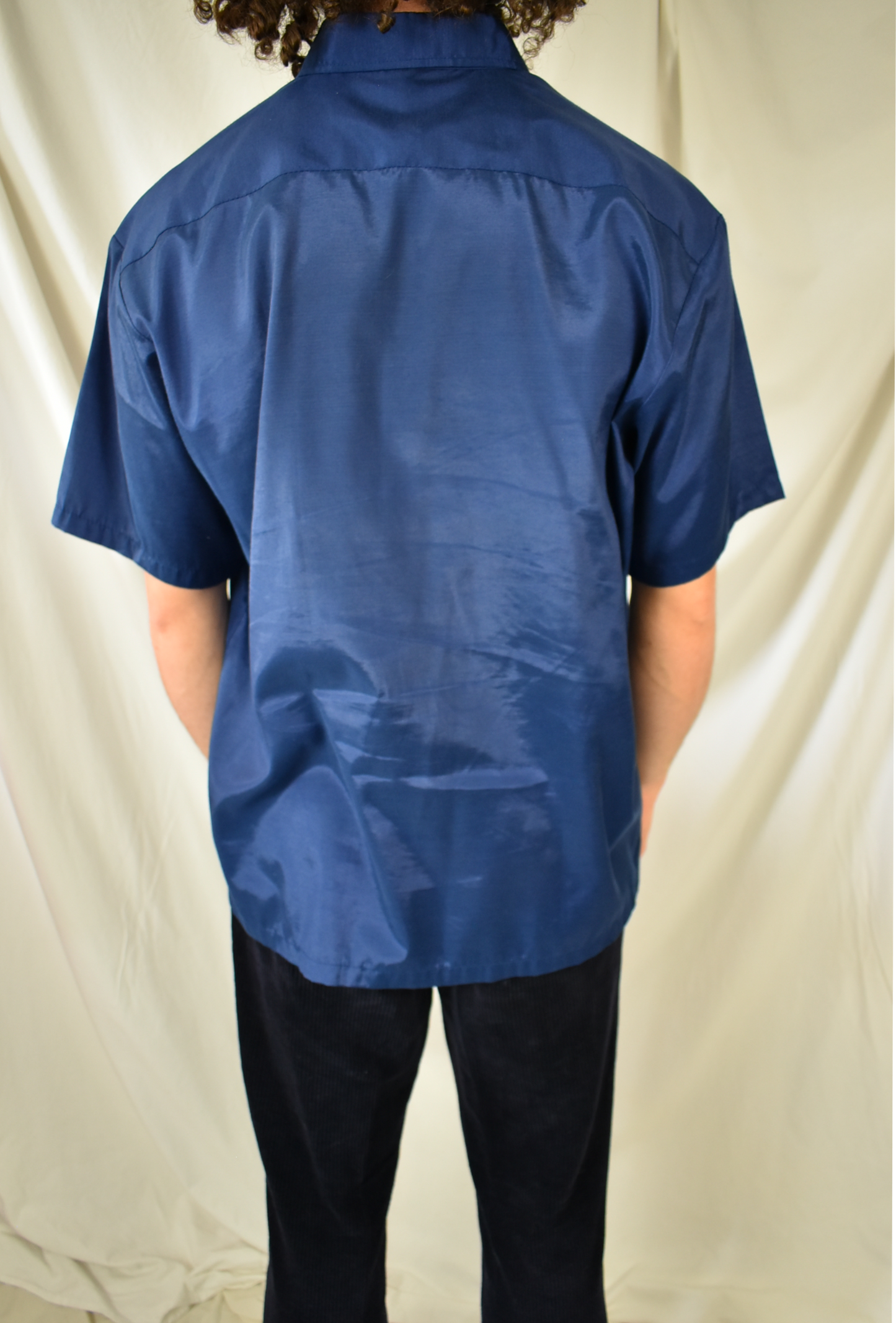 Vintage Thai Silk blauwe blouse