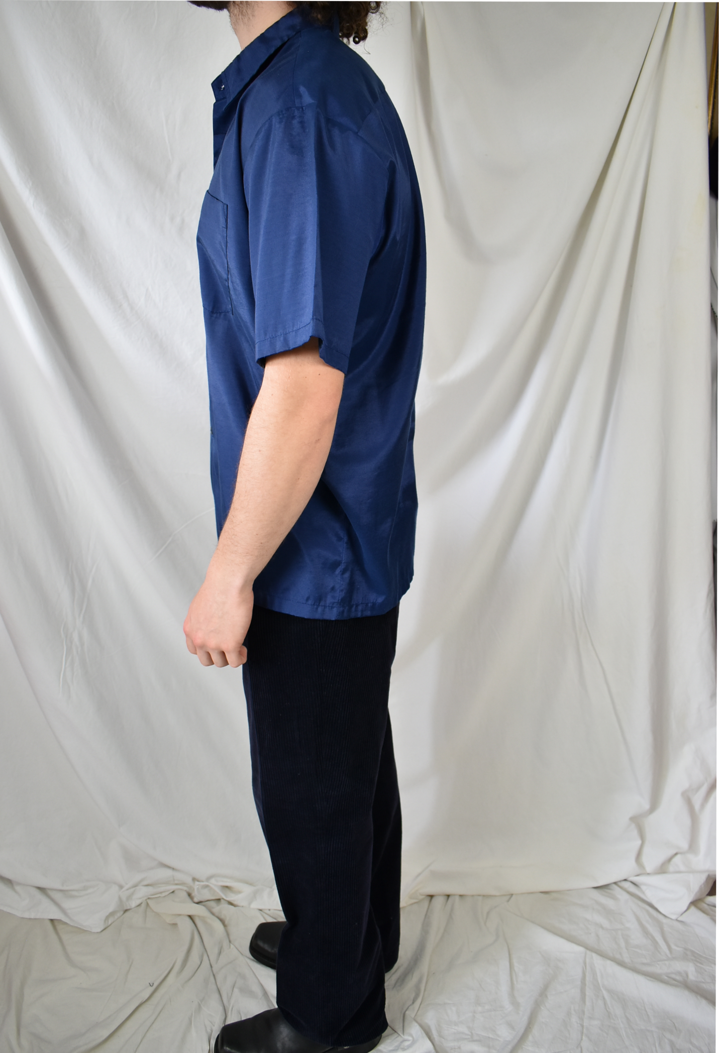 Vintage Thai Silk blauwe blouse