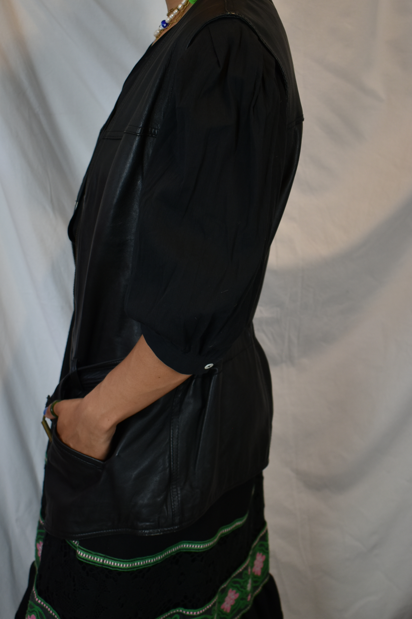 Vintage leren gilet