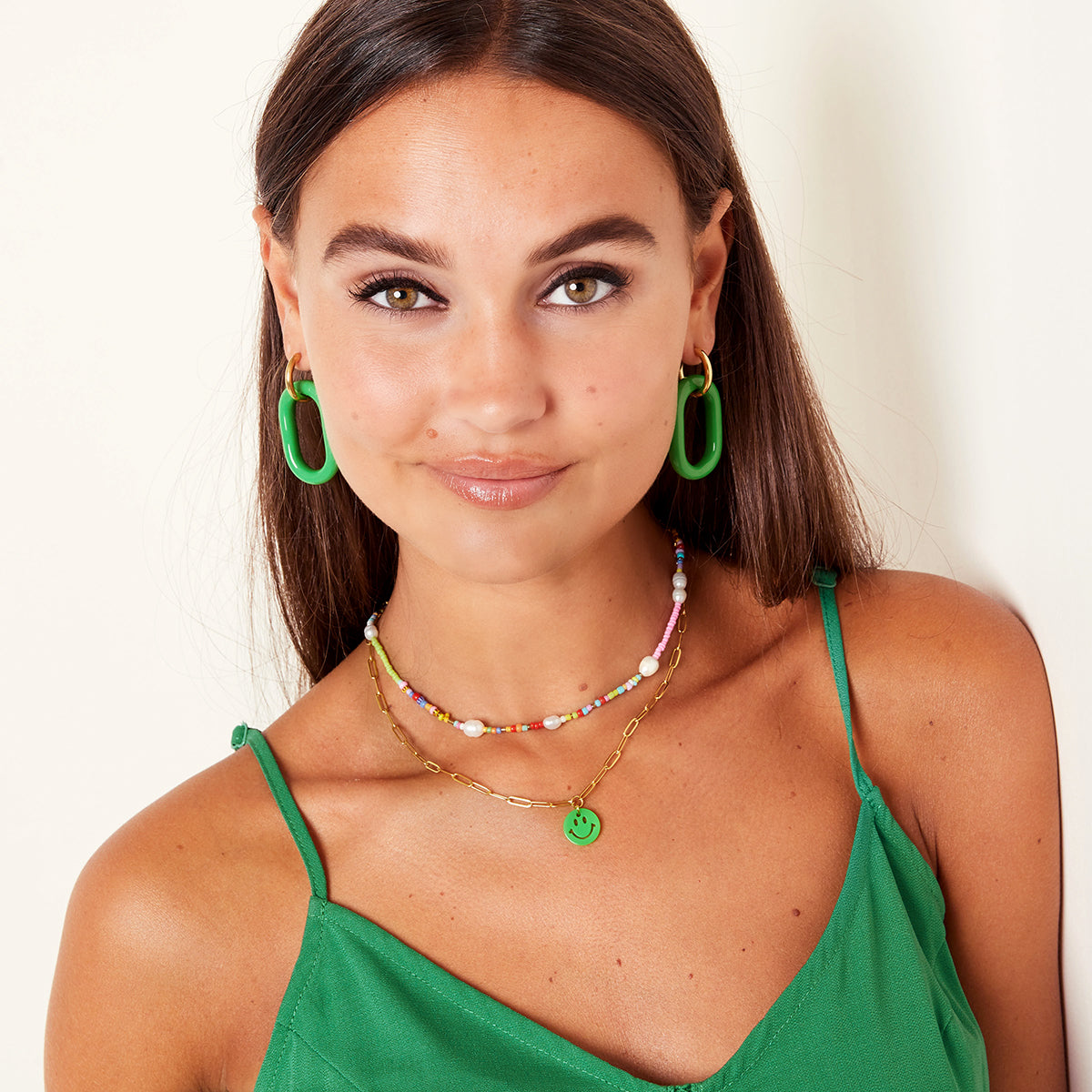 Smiley ketting groen