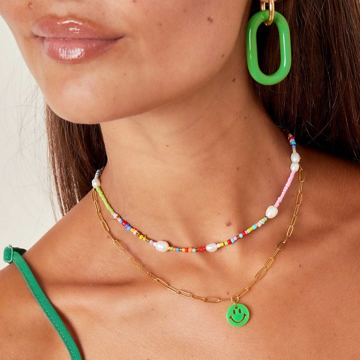 Smiley ketting groen