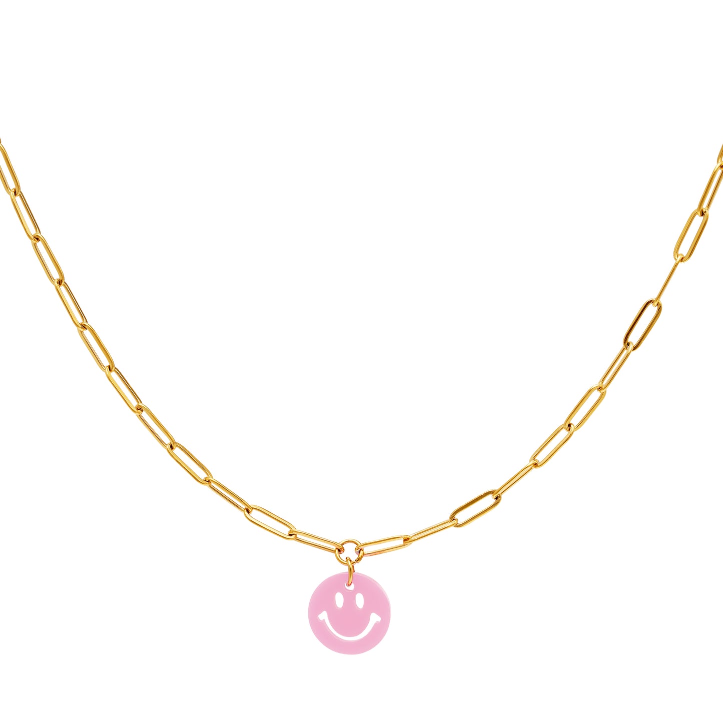 Gekleurde smiley ketting roze