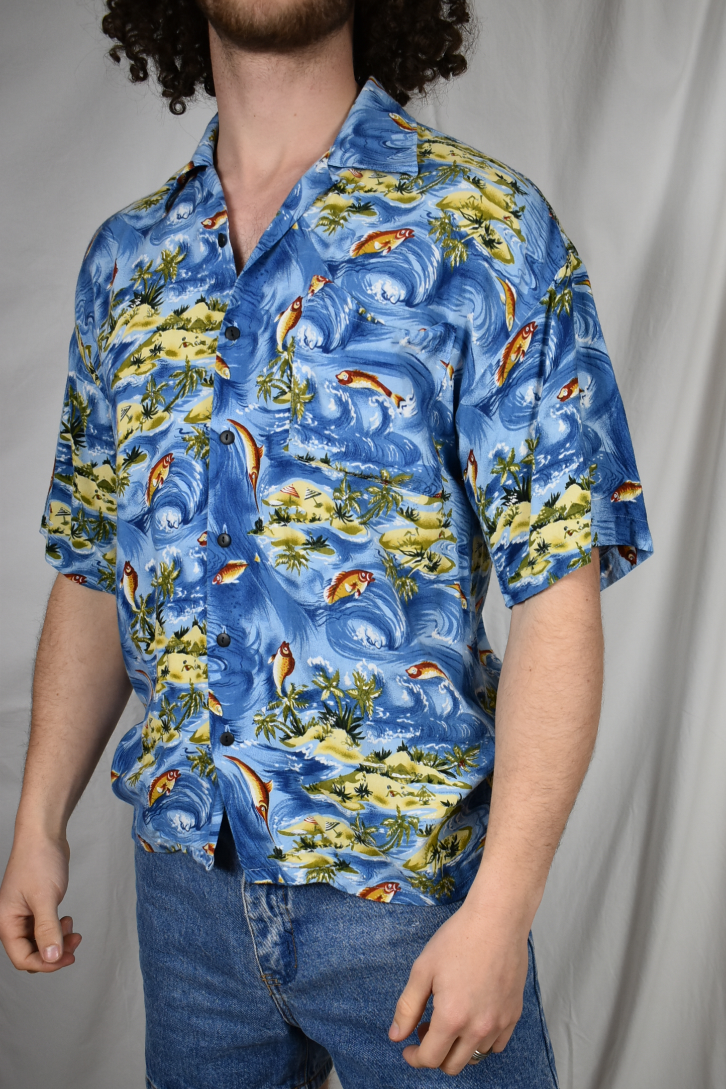Vintage blouse met vissen