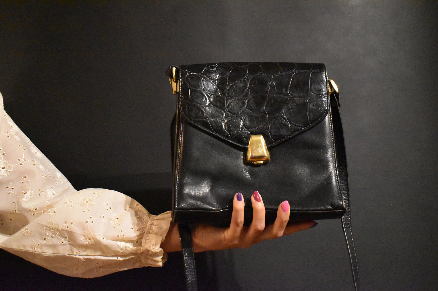 Vintage zwart gouden tas