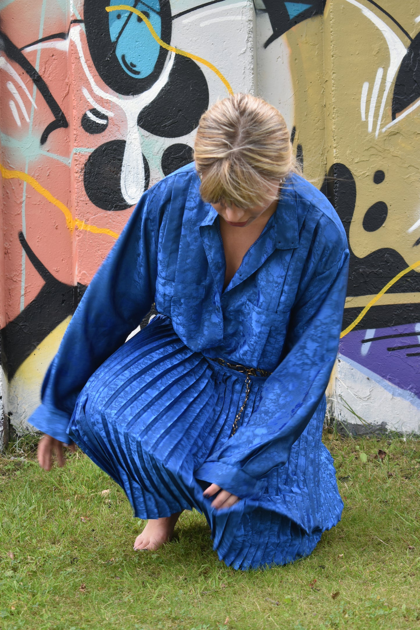 vintage 2 delige set blauw