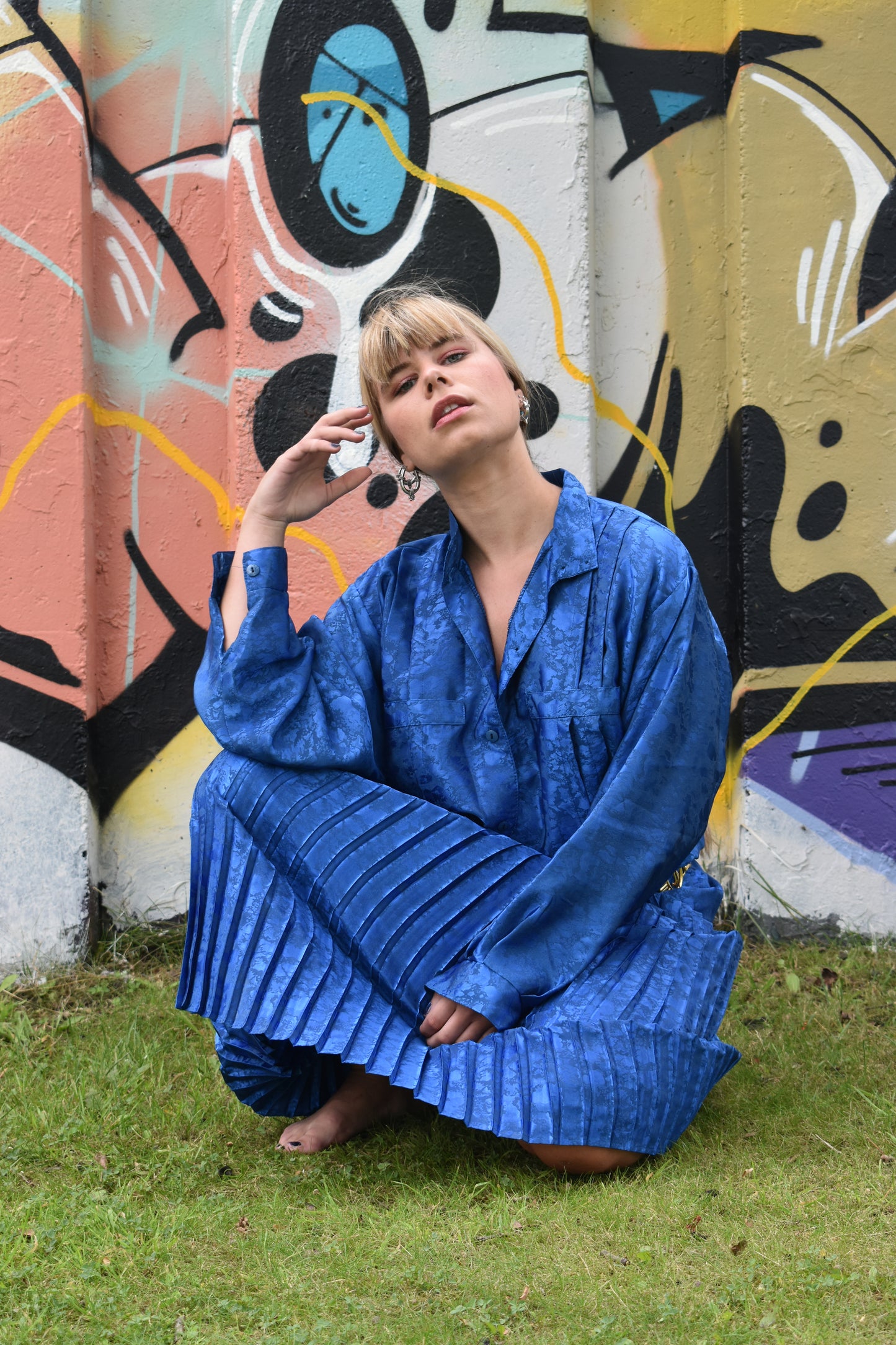 vintage 2 delige set blauw