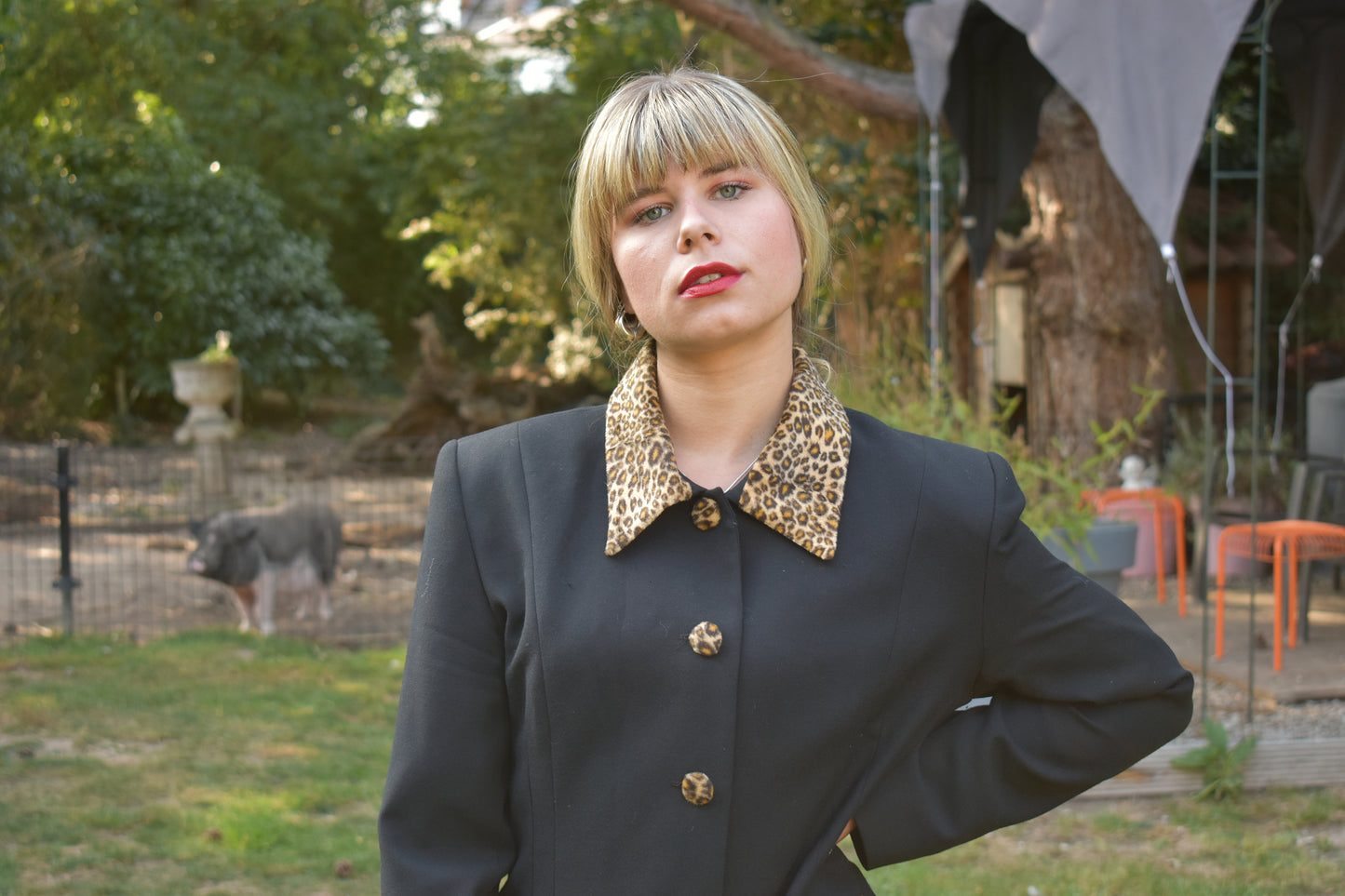 Vintage panter set zwart