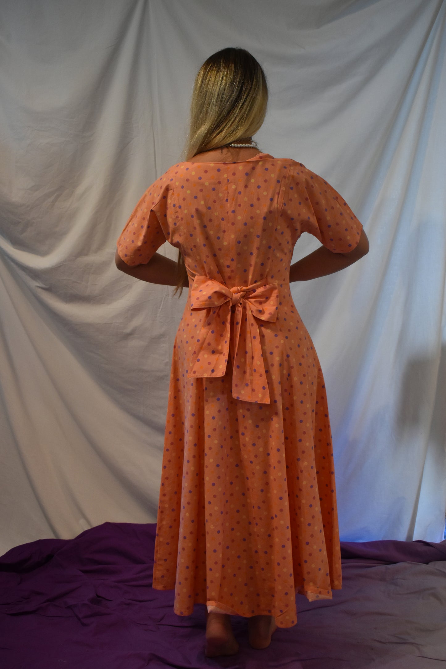 Vintage zalmkleurige jurk