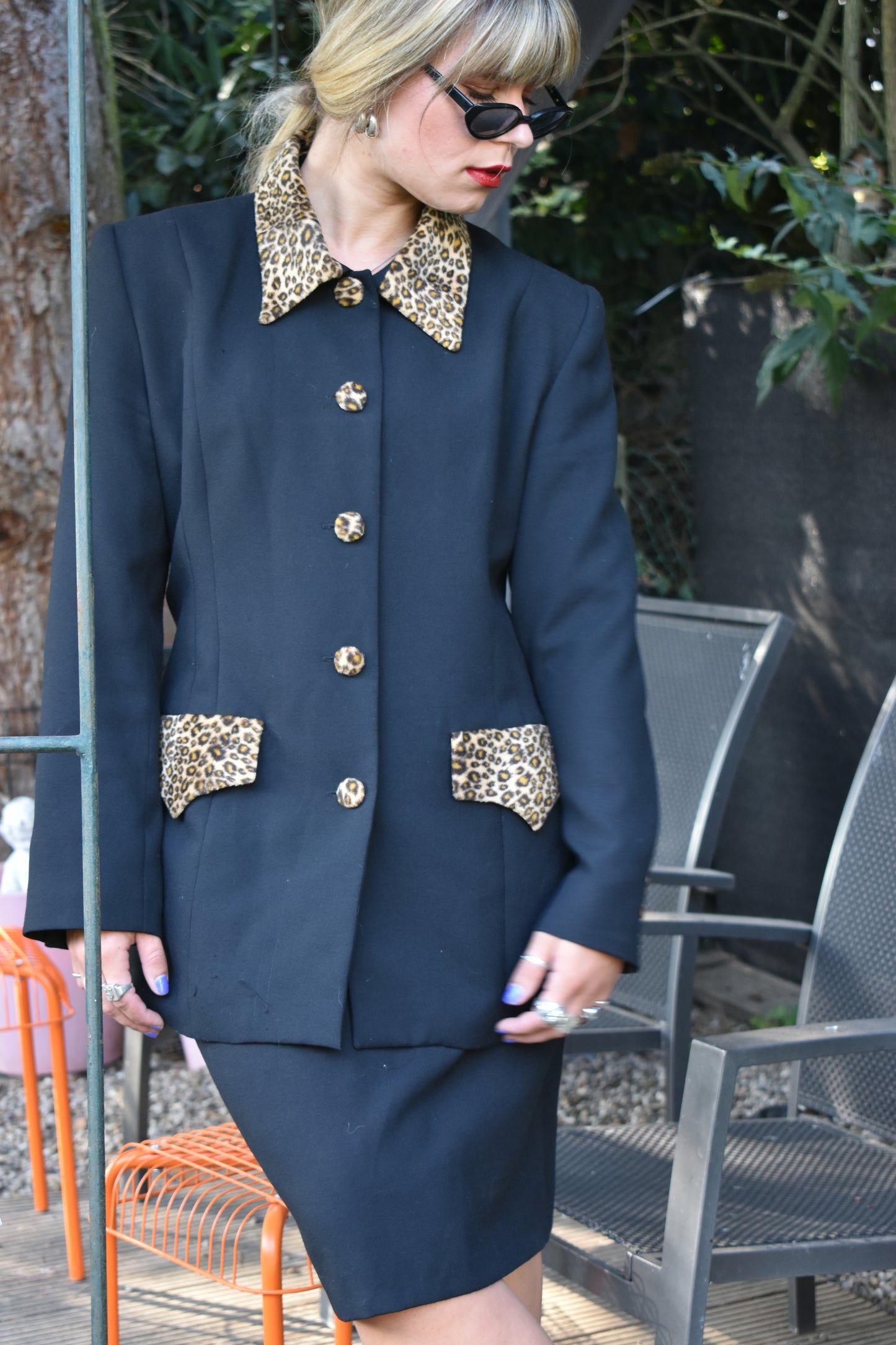 Vintage panter set zwart