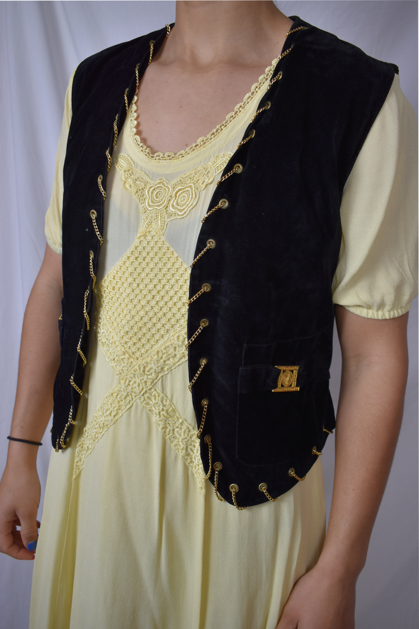 Vintage gilet met goud