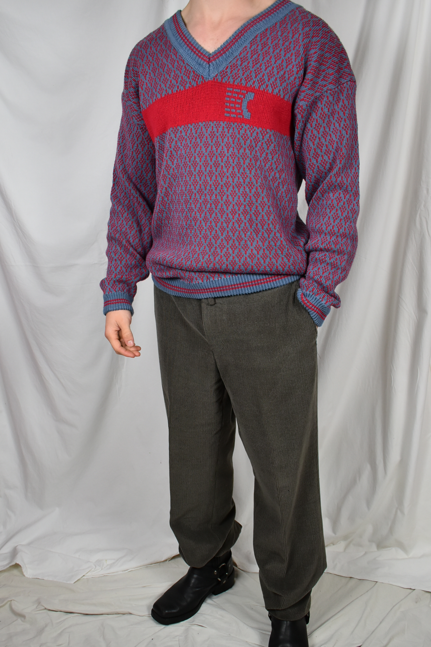 Trui rood en blauw heren