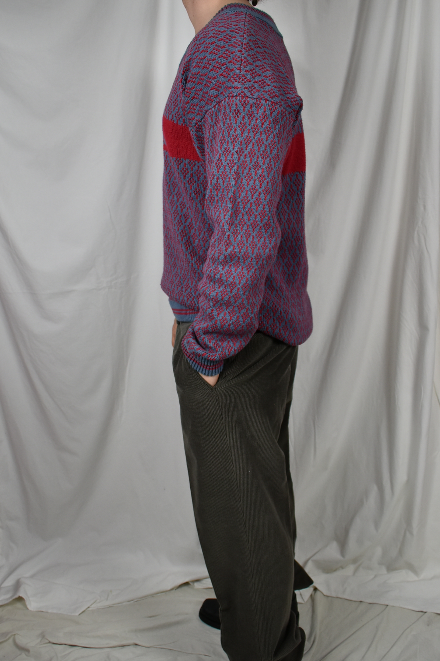 Trui rood en blauw heren