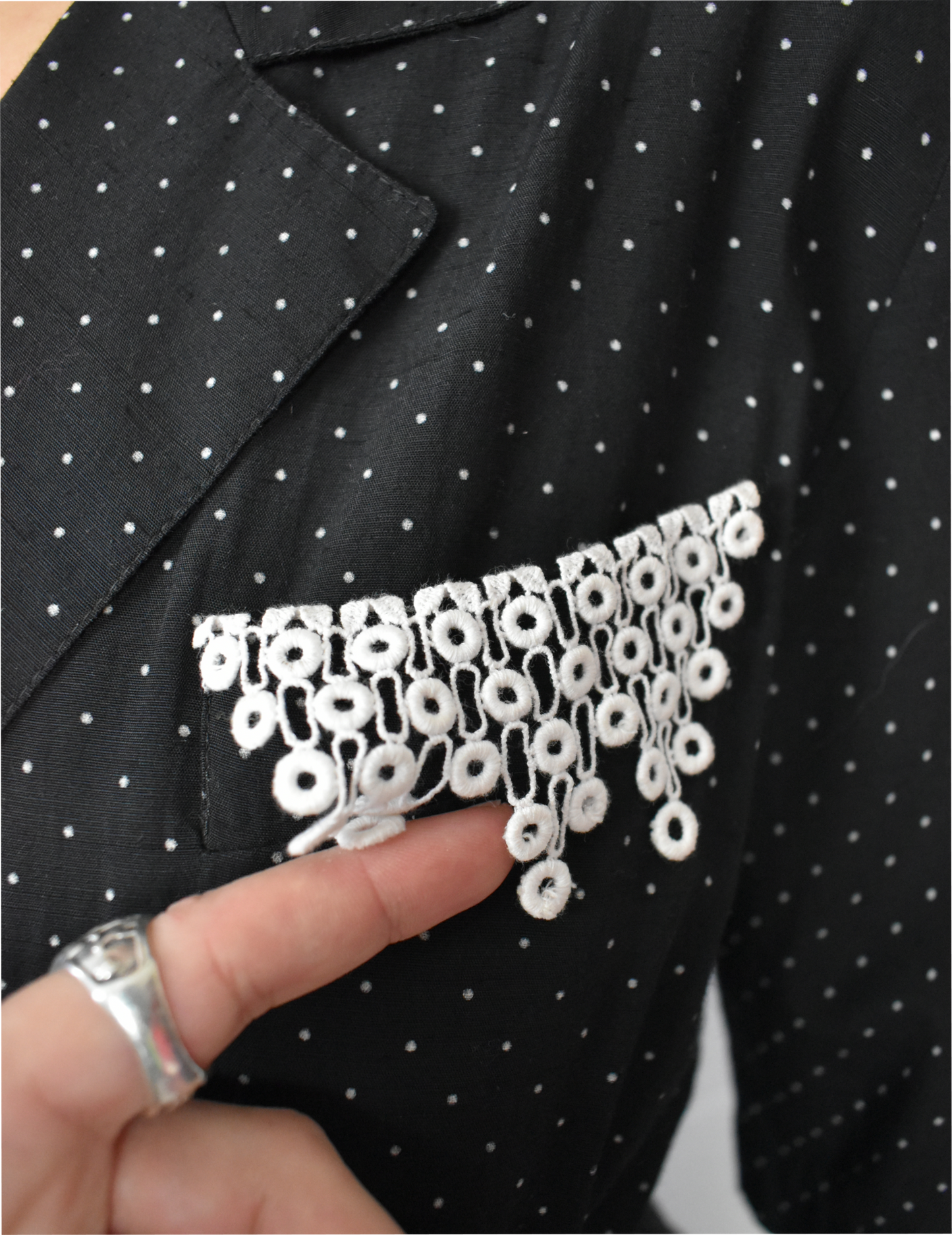 Vintage Zwarte jurk met stippen