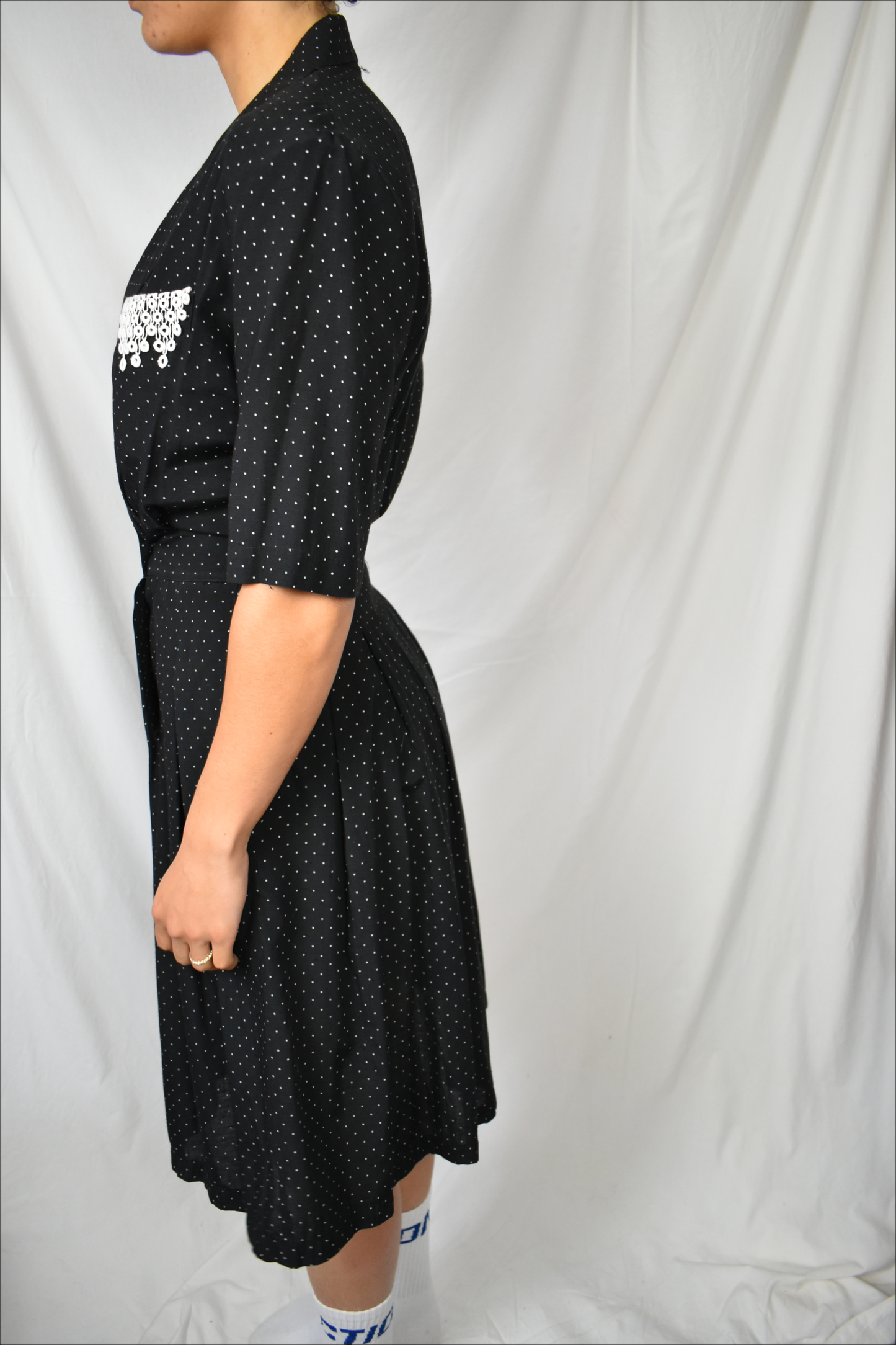 Vintage Zwarte jurk met stippen