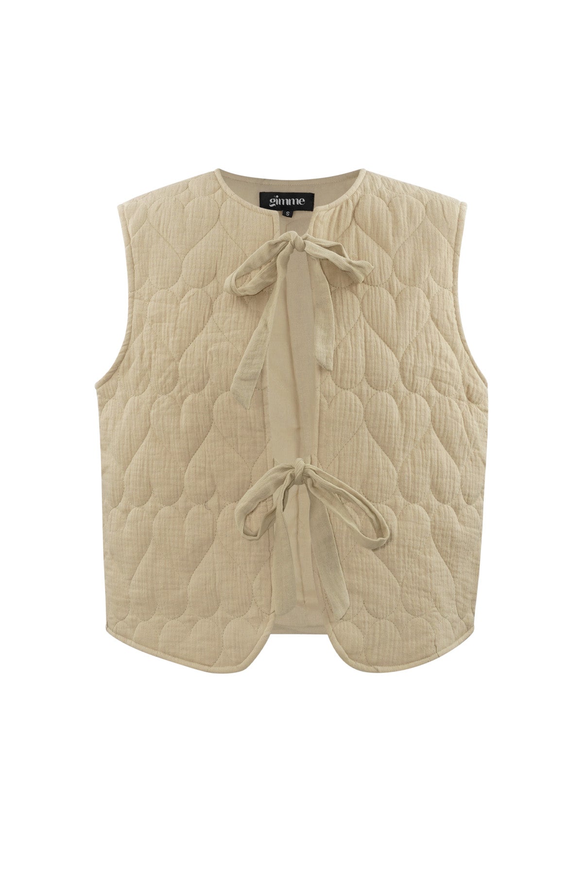 Gilet met strikjes beige