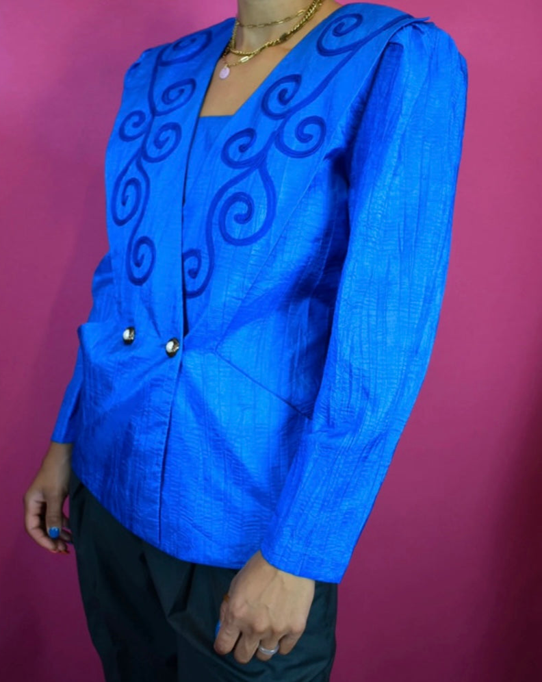 Blauw colbert/Blouse