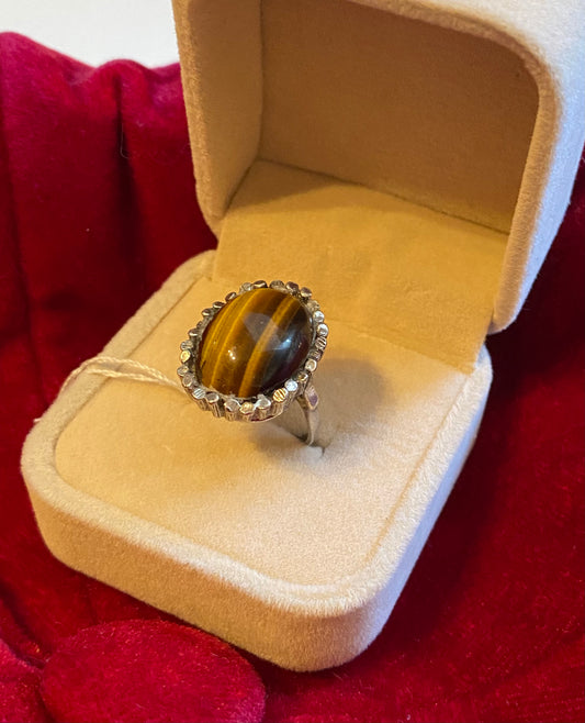 Vintage ring tijgeroog 925