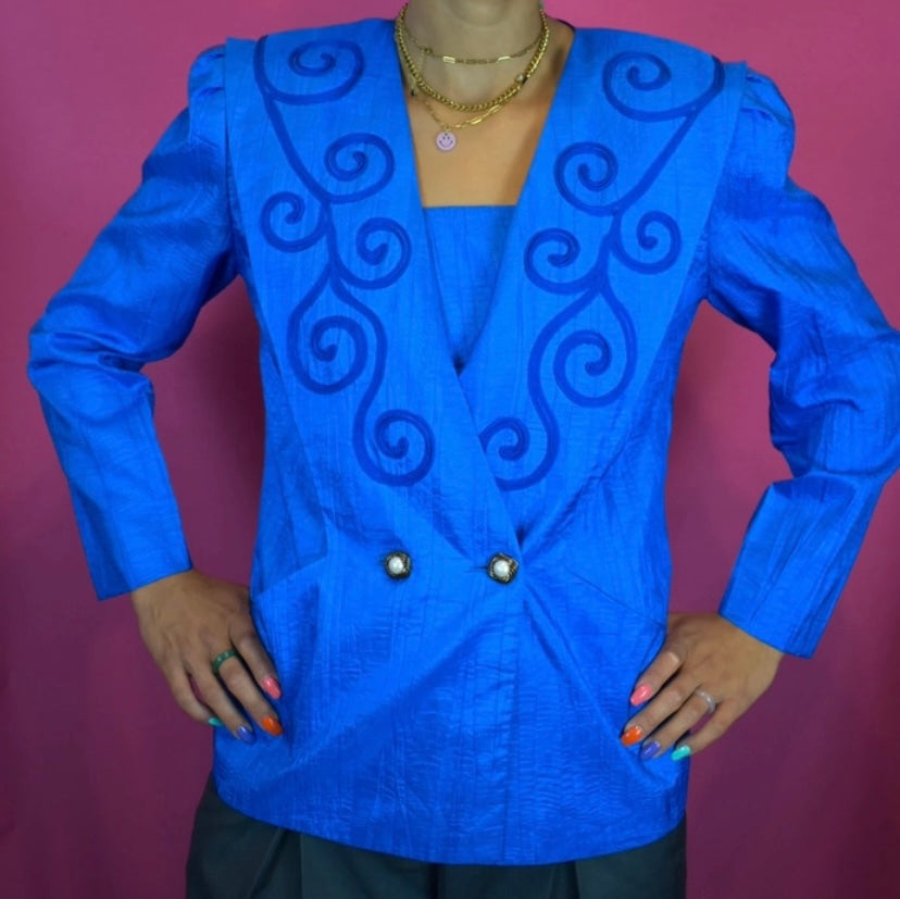 Blauw colbert/Blouse