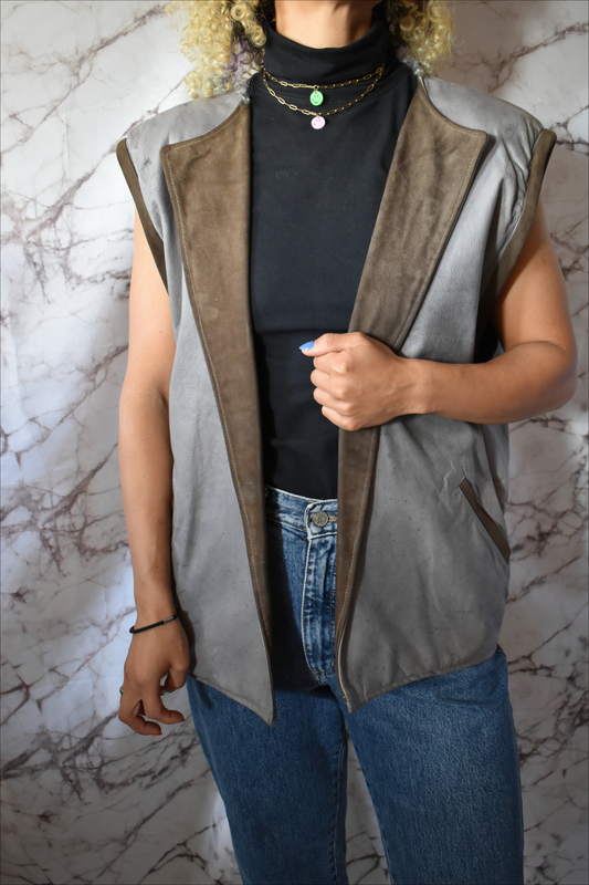 Vintage leren gilet