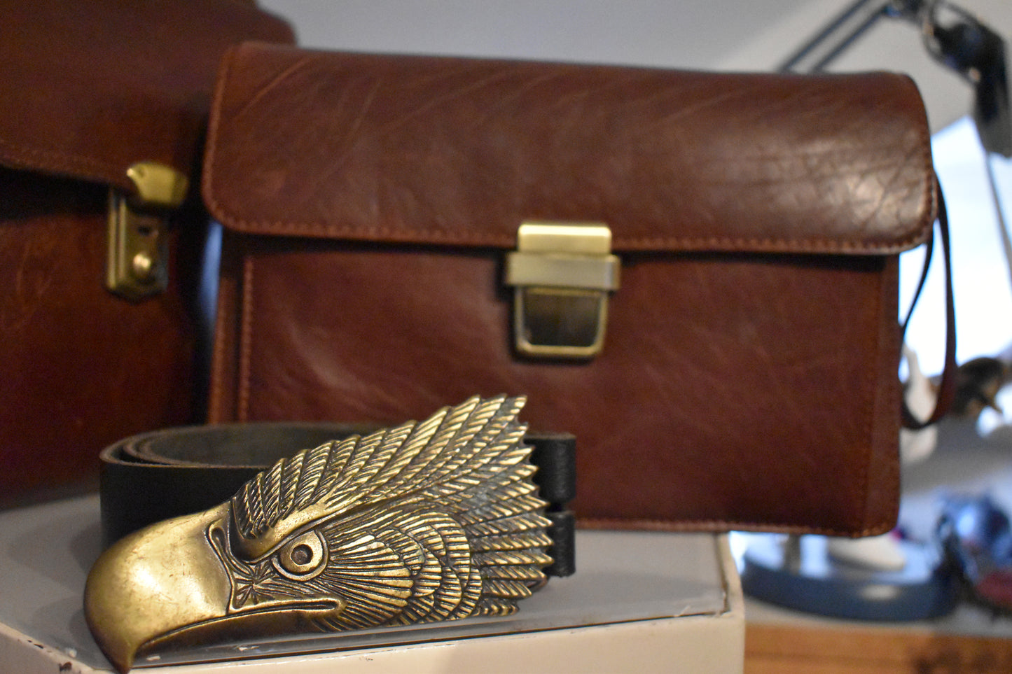 Vintage riem met vogel