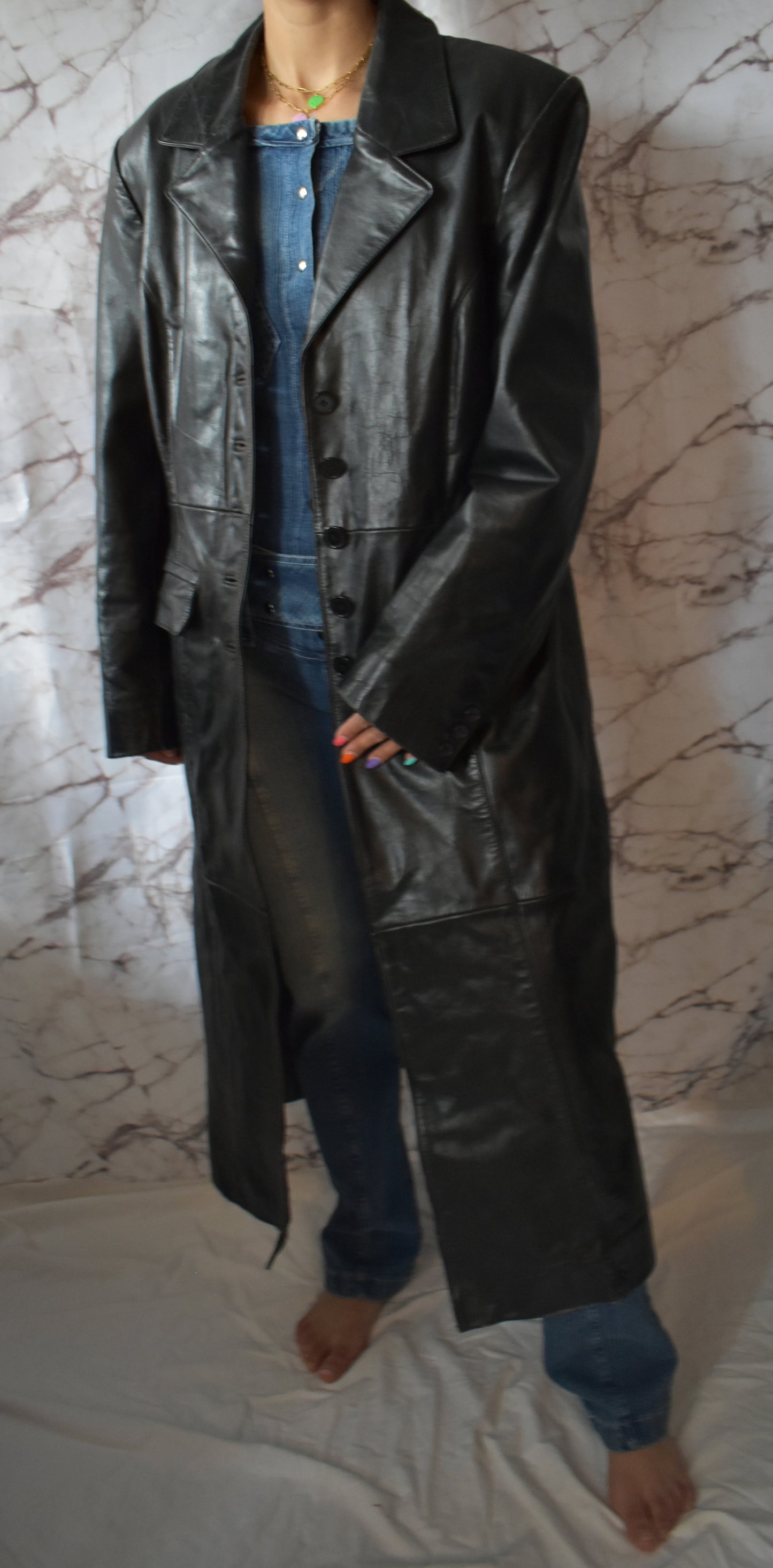 Vintage leren trenchcoat