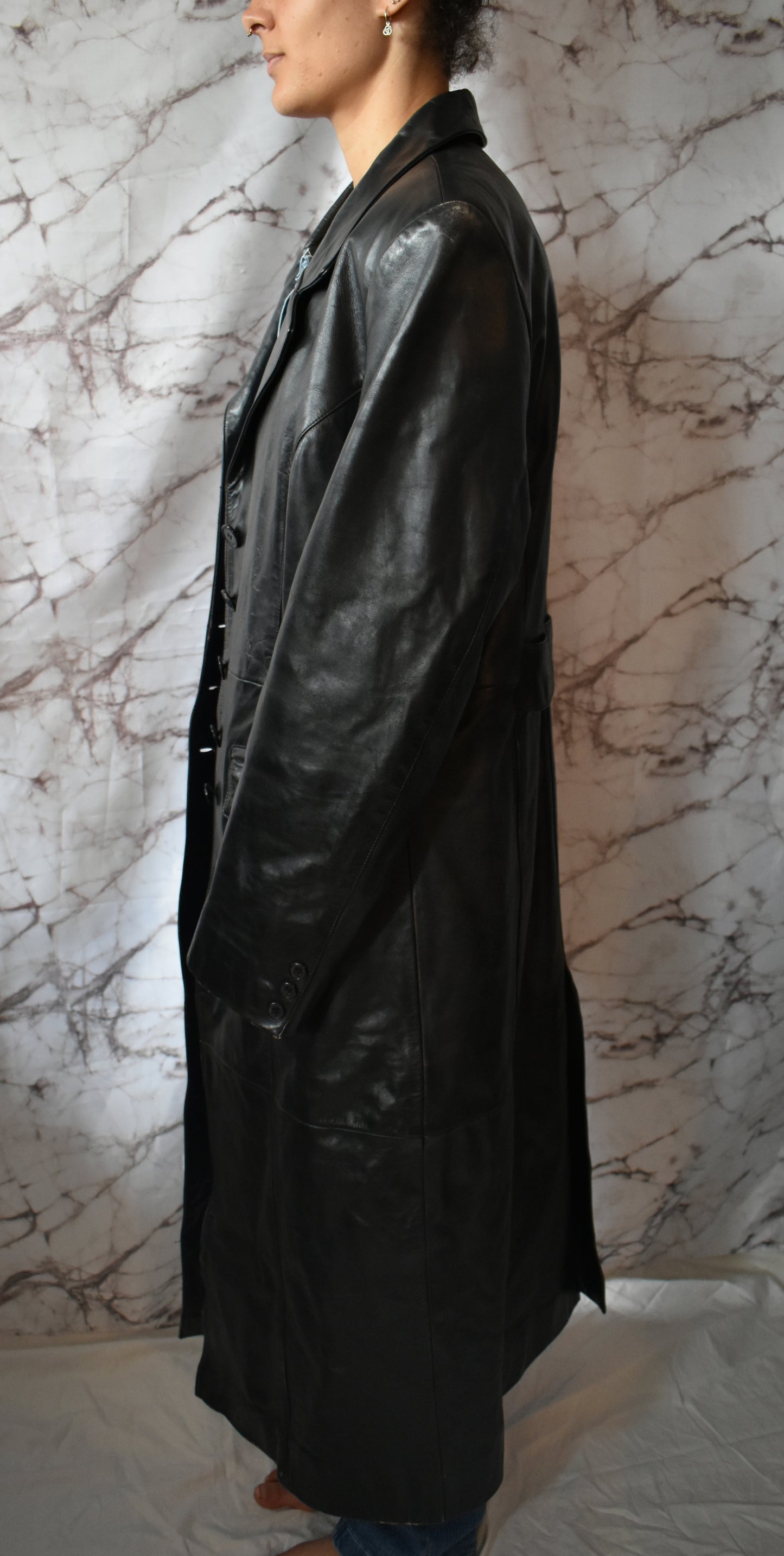 Vintage leren trenchcoat