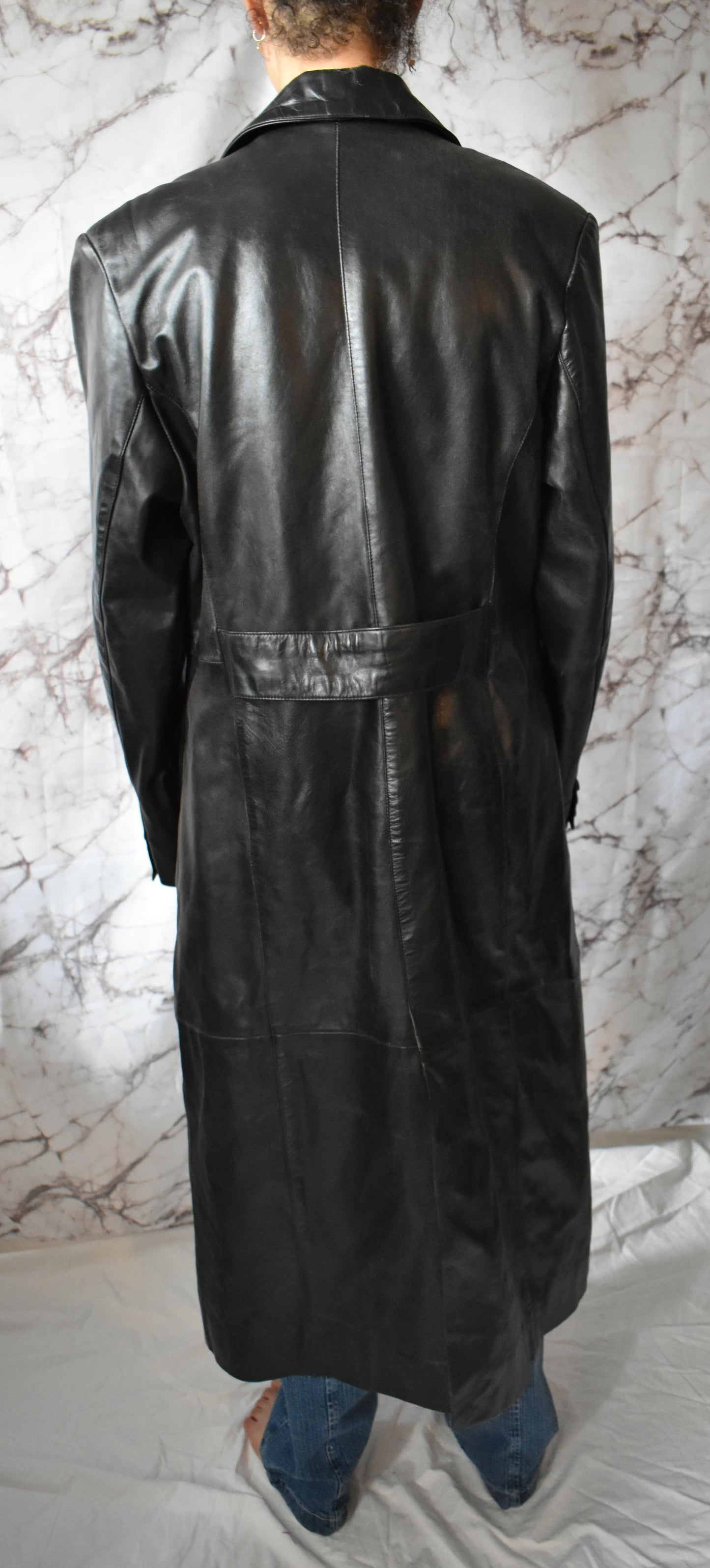 Vintage leren trenchcoat